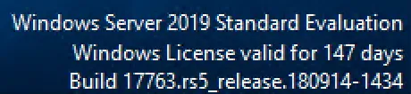 Screenshot of Windows Evaluation server message